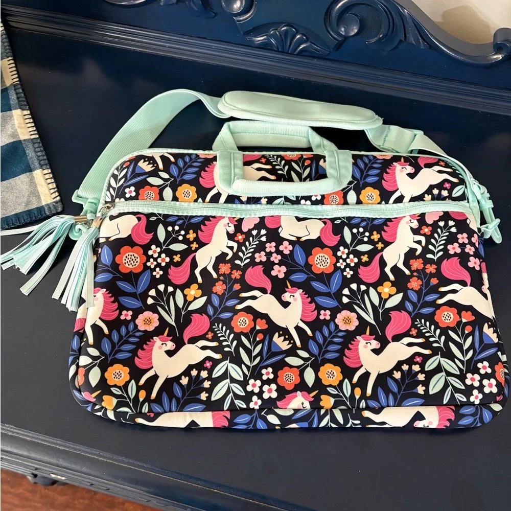 Floral Unicorn Print laptop/carryall bag